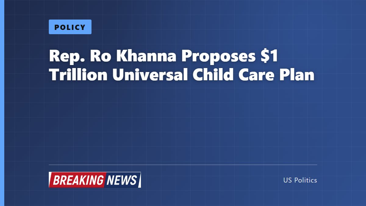 Rep. Ro Khanna Proposes $1 Trillion Universal Child Care Plan
